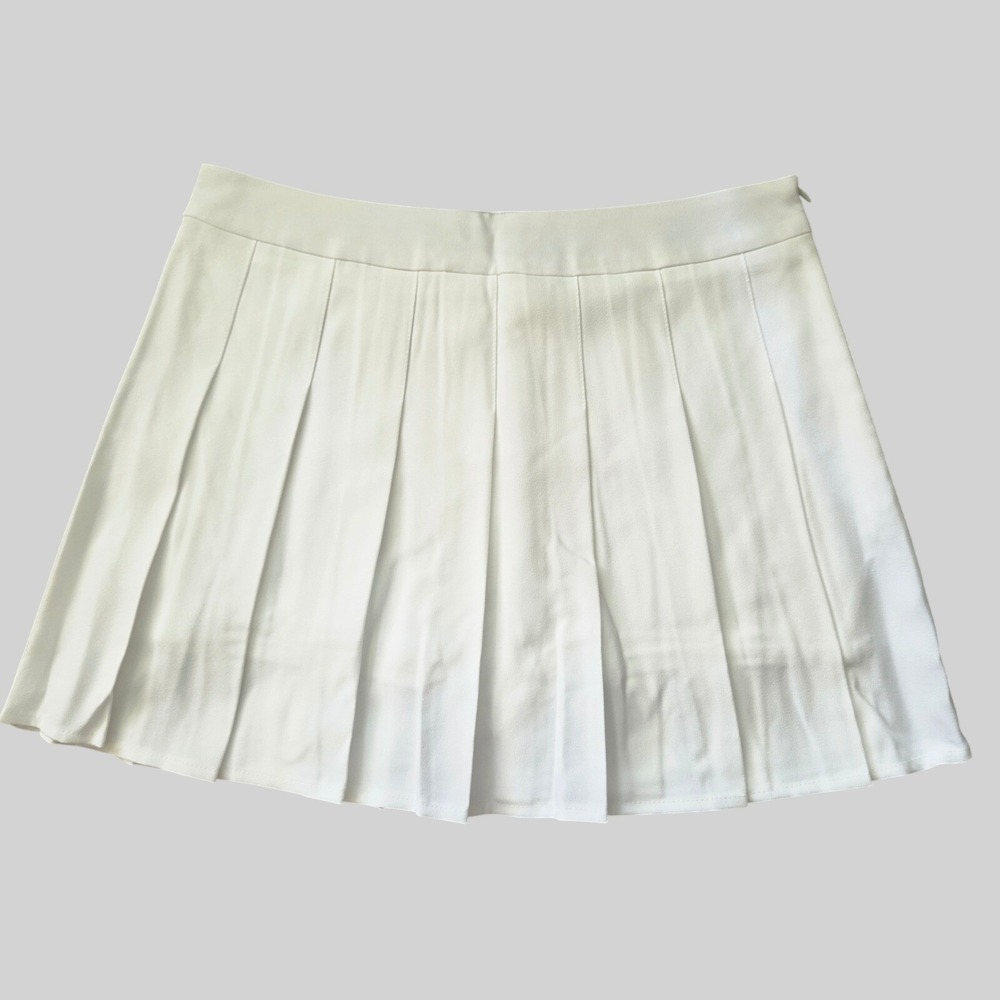 Fashion New Quality White Pleated Tennis Skort Mini Skirt Large Tagged 2XL Fit L